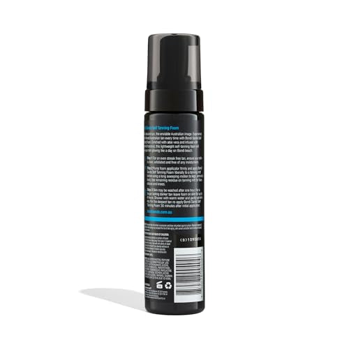 Bondi Sands self tanning mitt beside bottle for controlled application.