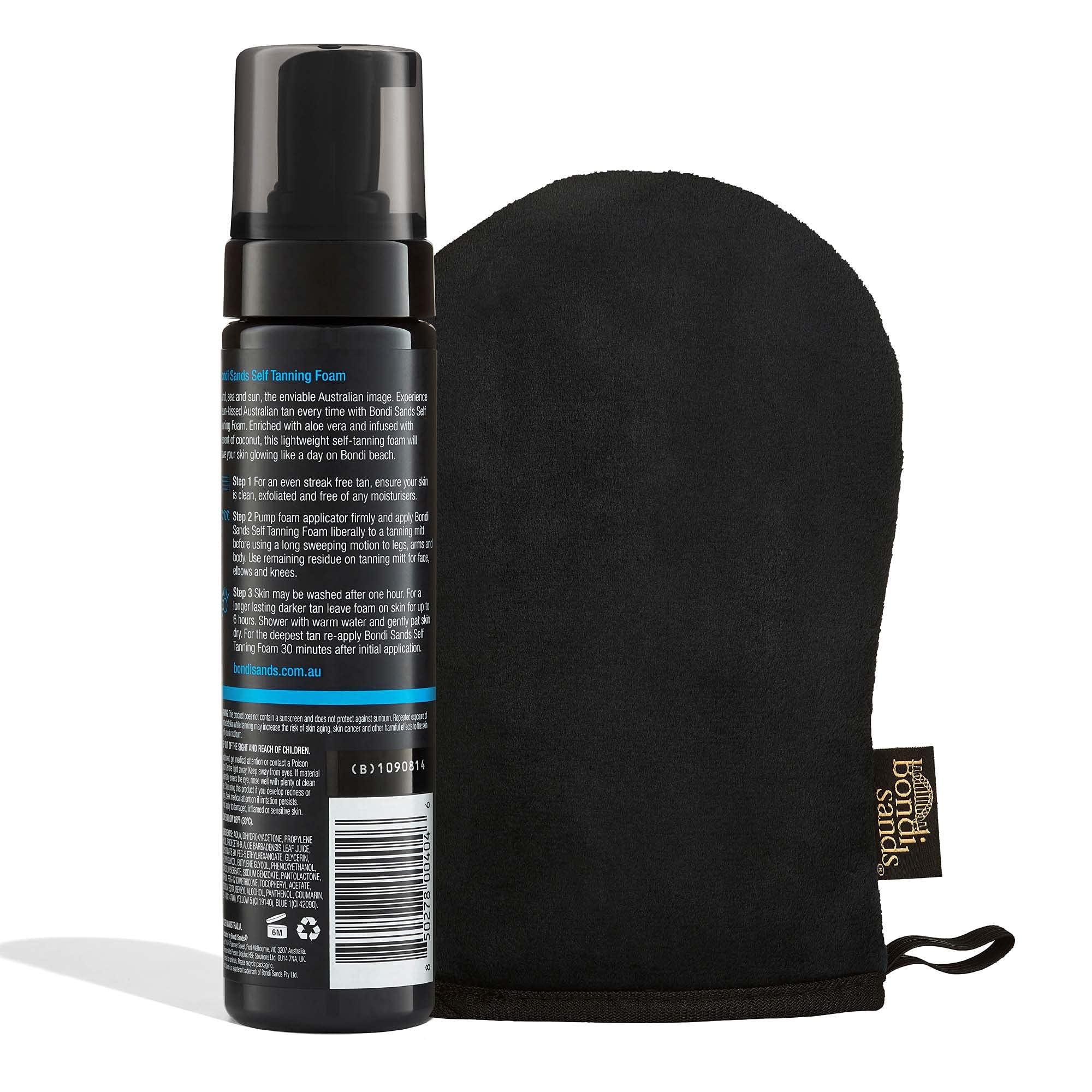 Bondi Sands double-sided Application Mitt enables even, stain-free application.