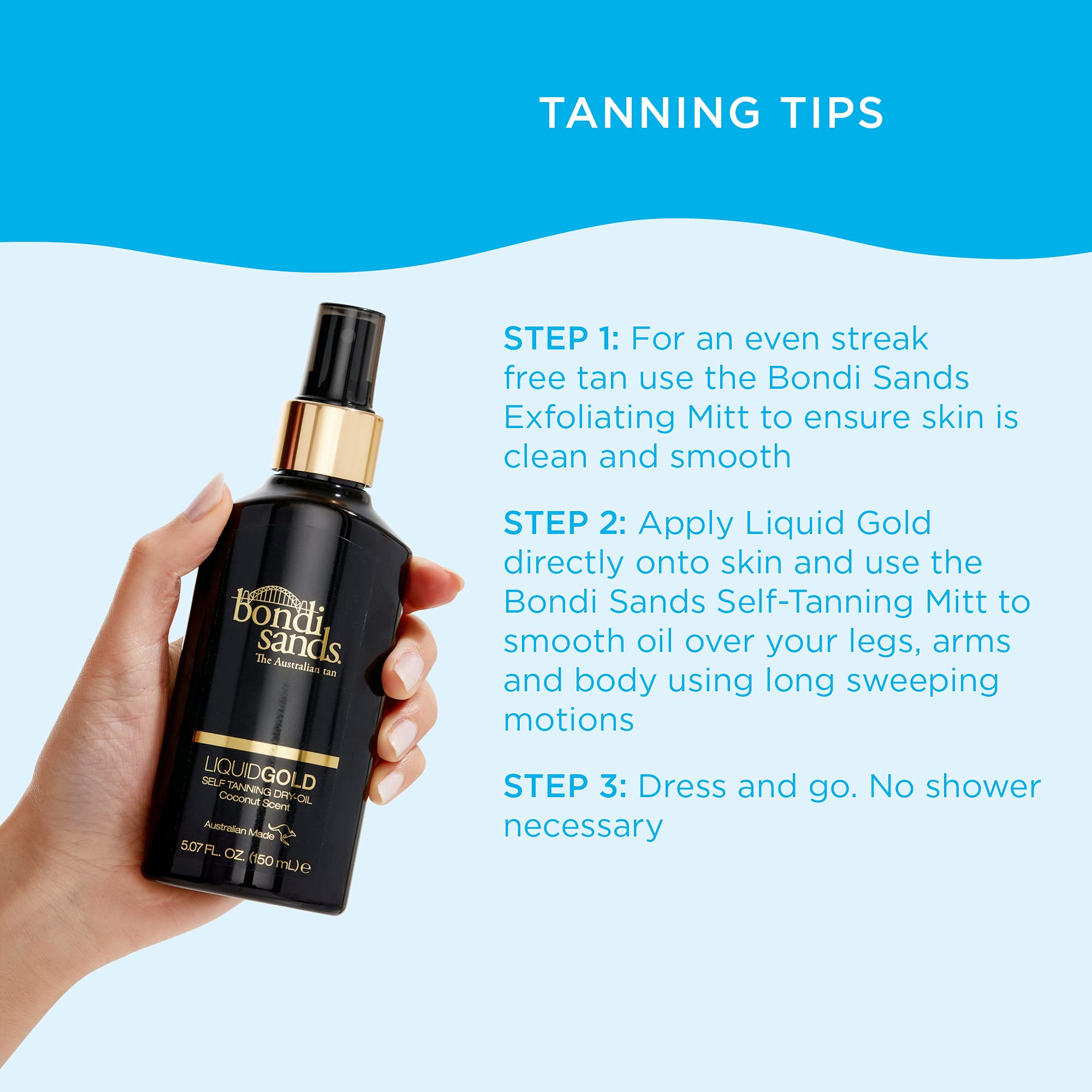 Bondi Sands Liquid Gold Dry Oil uso diario para cuidado de la piel