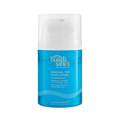 Bondi Sands Loción Gradual para Rostro en envase, hidratación diaria para un tono dorado natural.