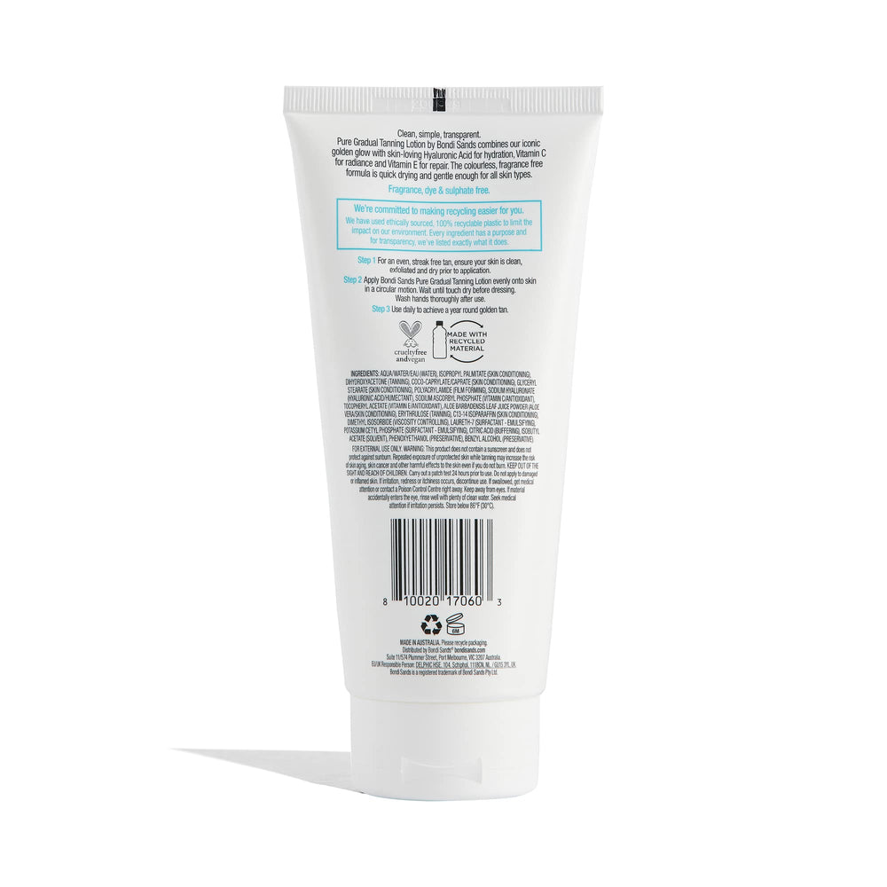 Bondi Sands PURE botella 200 ml con etiqueta clara para uso diario