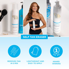 Bondi Sands Self Tan Eraser being applied on damp skin for quick removal