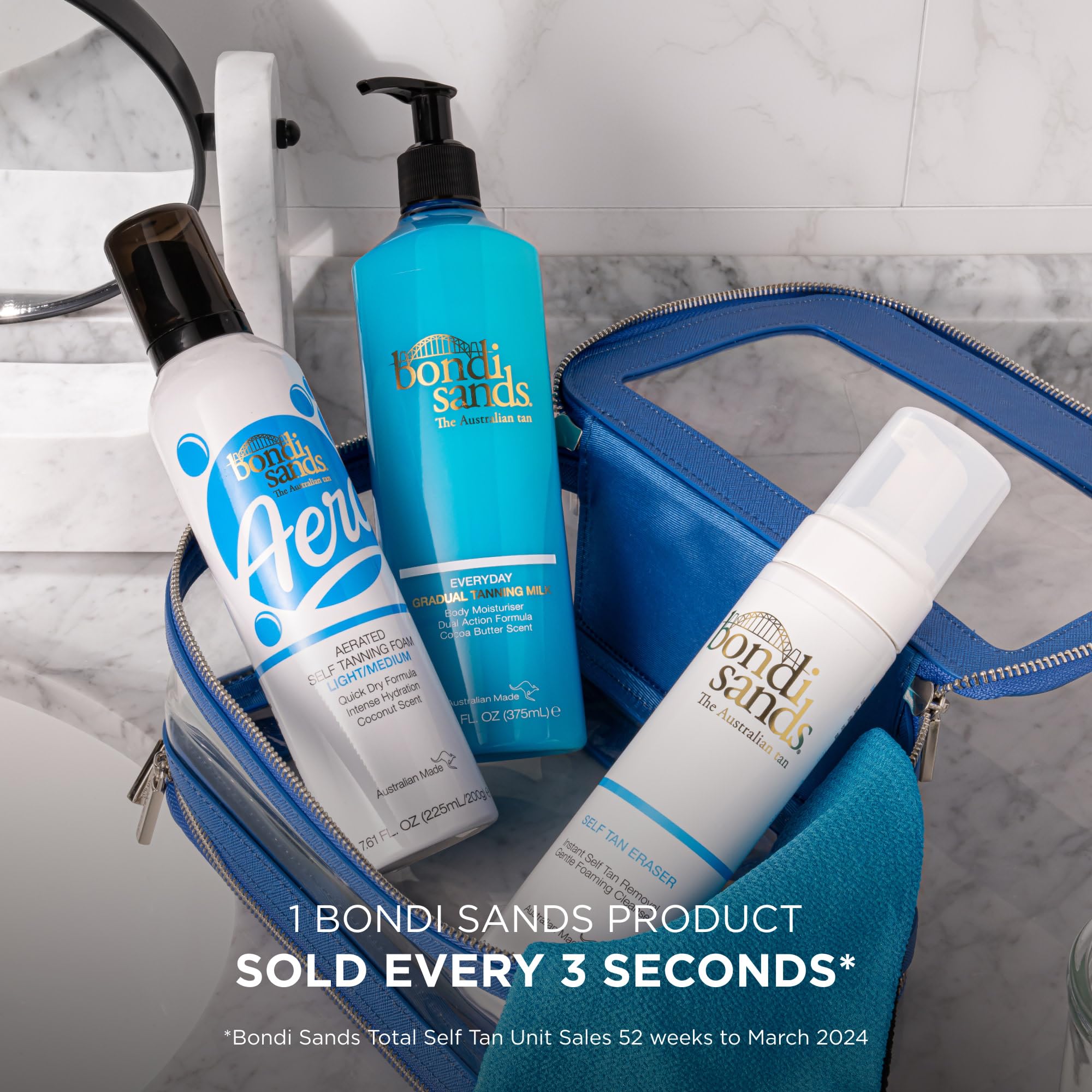 Bondi Sands Self Tan Eraser packaging features vegan, cruelty-free formula
