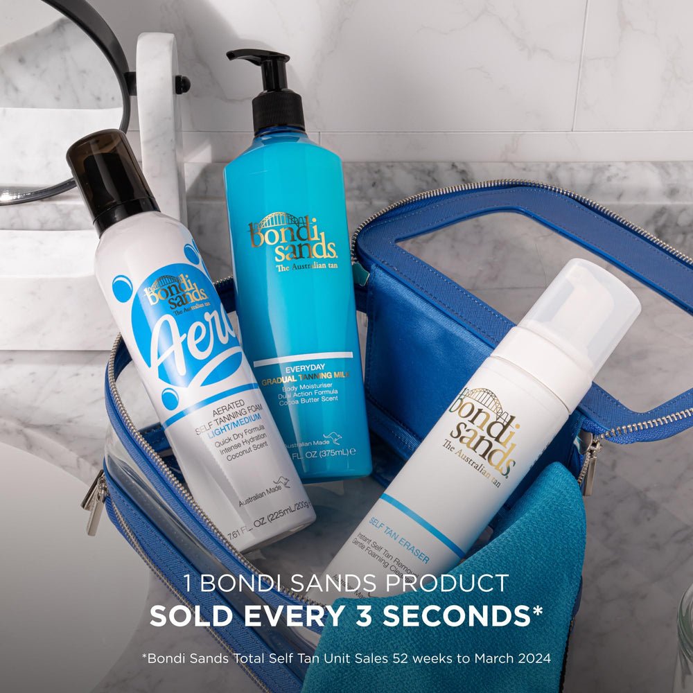 Bondi Sands Self Tan Eraser packaging features vegan, cruelty-free formula