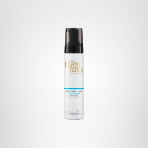 Bondi Sands Self Tanning Foam close-up bottle highlights coconut and aloe formula for natural glow