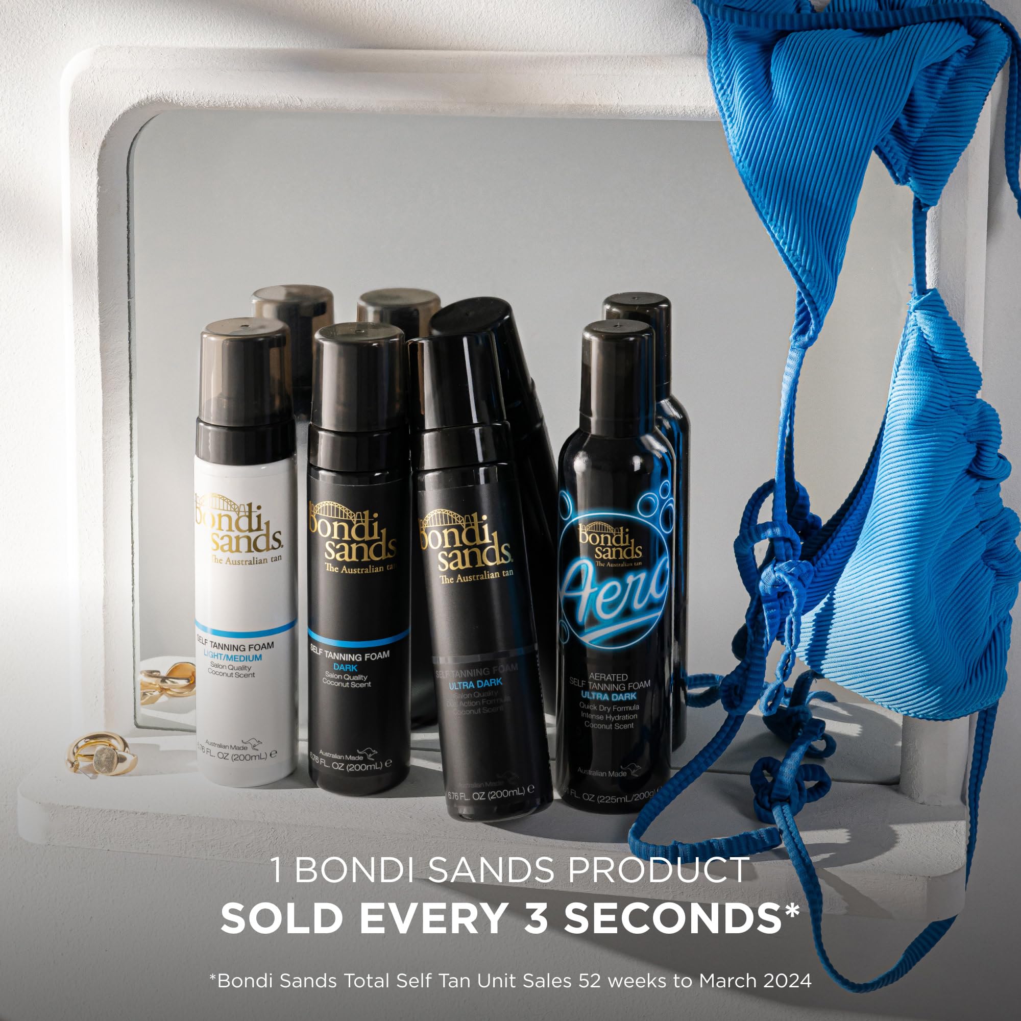 Bondi Sands tan glow preview with hydrated bronze tone.
