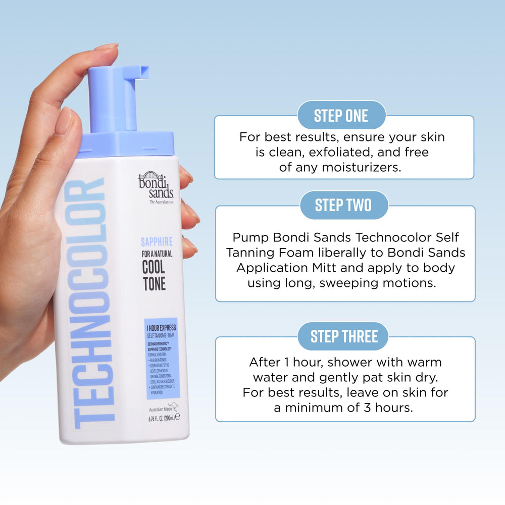 Low-level tanning actives deliver buildable color without over-darkening.