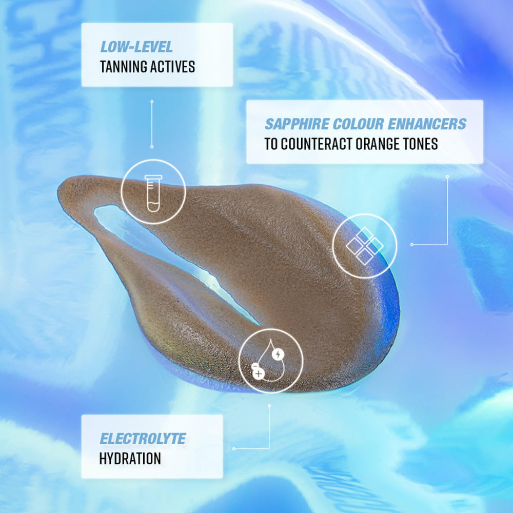 Bondi Sands Technocolor Sapphire wash-off after one hour reveals natural cool-toned tan.
