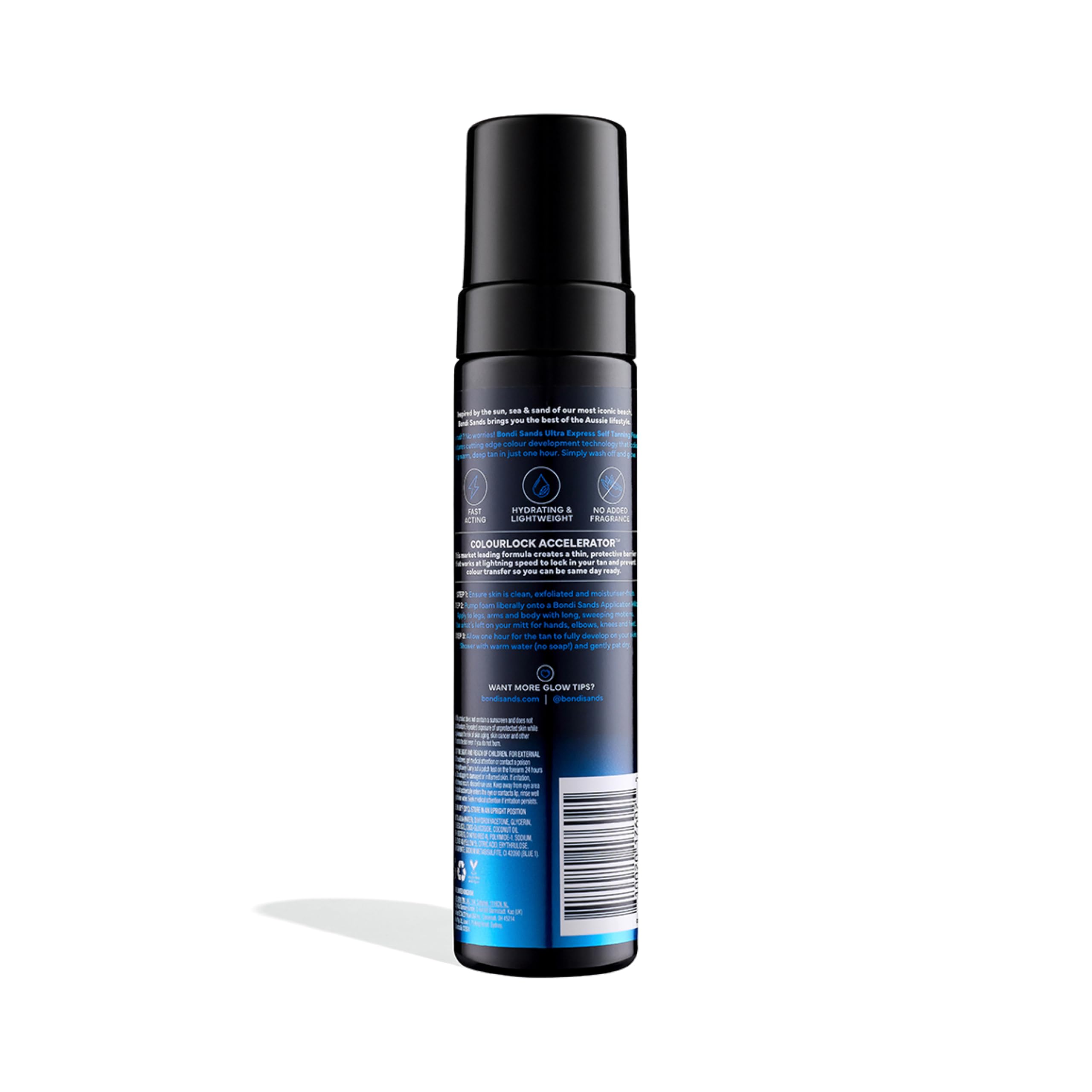 Bondi Sands Ultra Express Foam bottle, 6.76 oz size for convenient use.