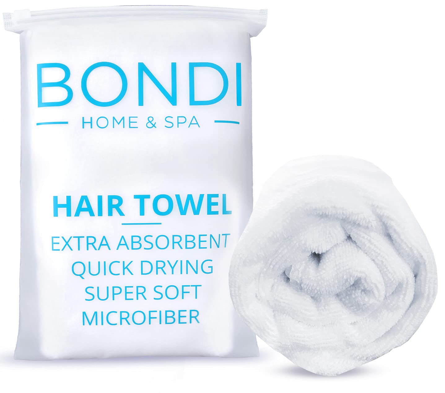 Bondi Spa microfiber hair towel dries hair faster, reducing styling time.