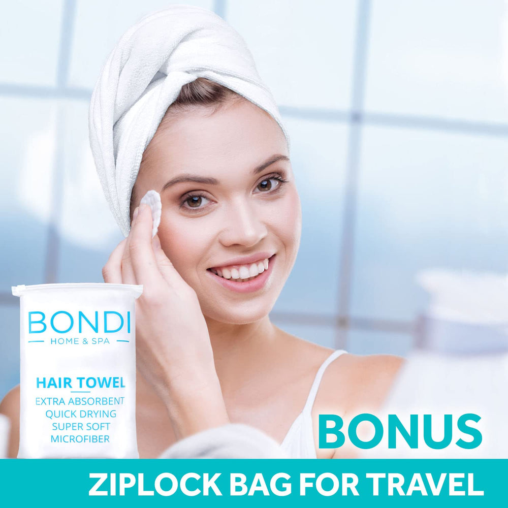 Bondi Spa soft microfiber towel gentle on sensitive scalps.