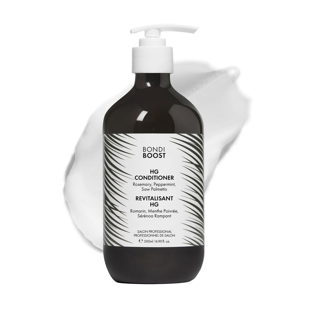 Bondiboost HG bottle shows hydrating conditioner for daily use with a light finish