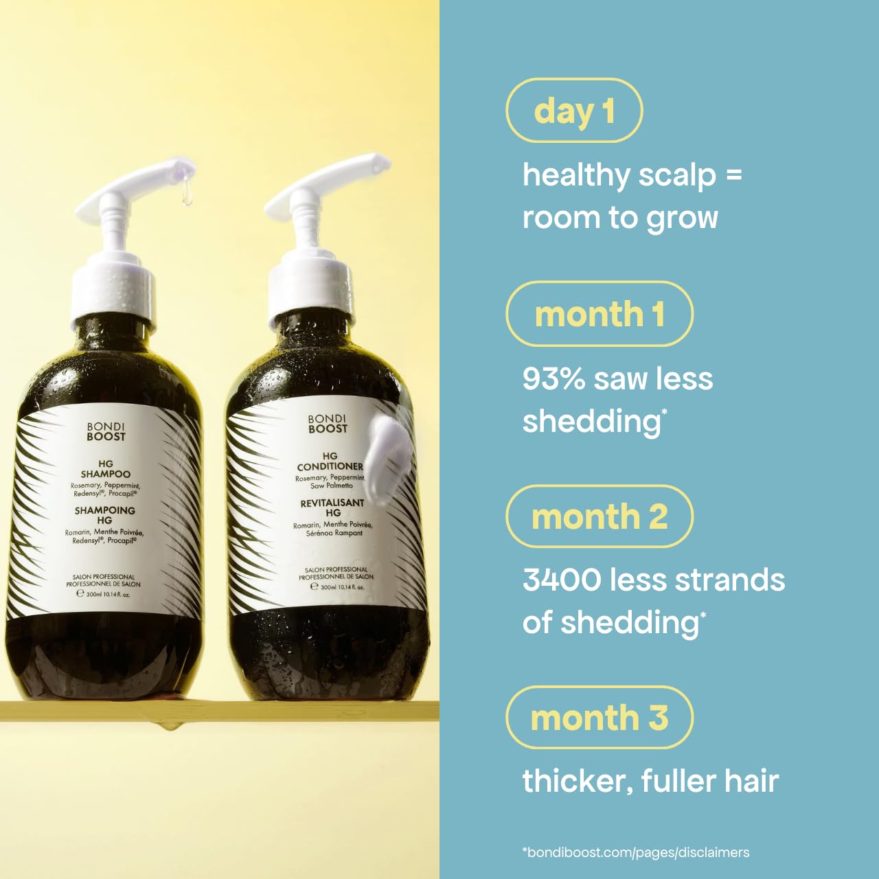 BondiBoost HG conditioner scalp care demo highlights a healthy environment.