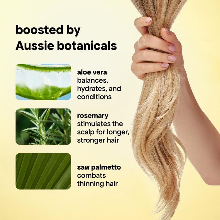 BondiBoost HG conditioner model on hair shows thicker-looking strands.