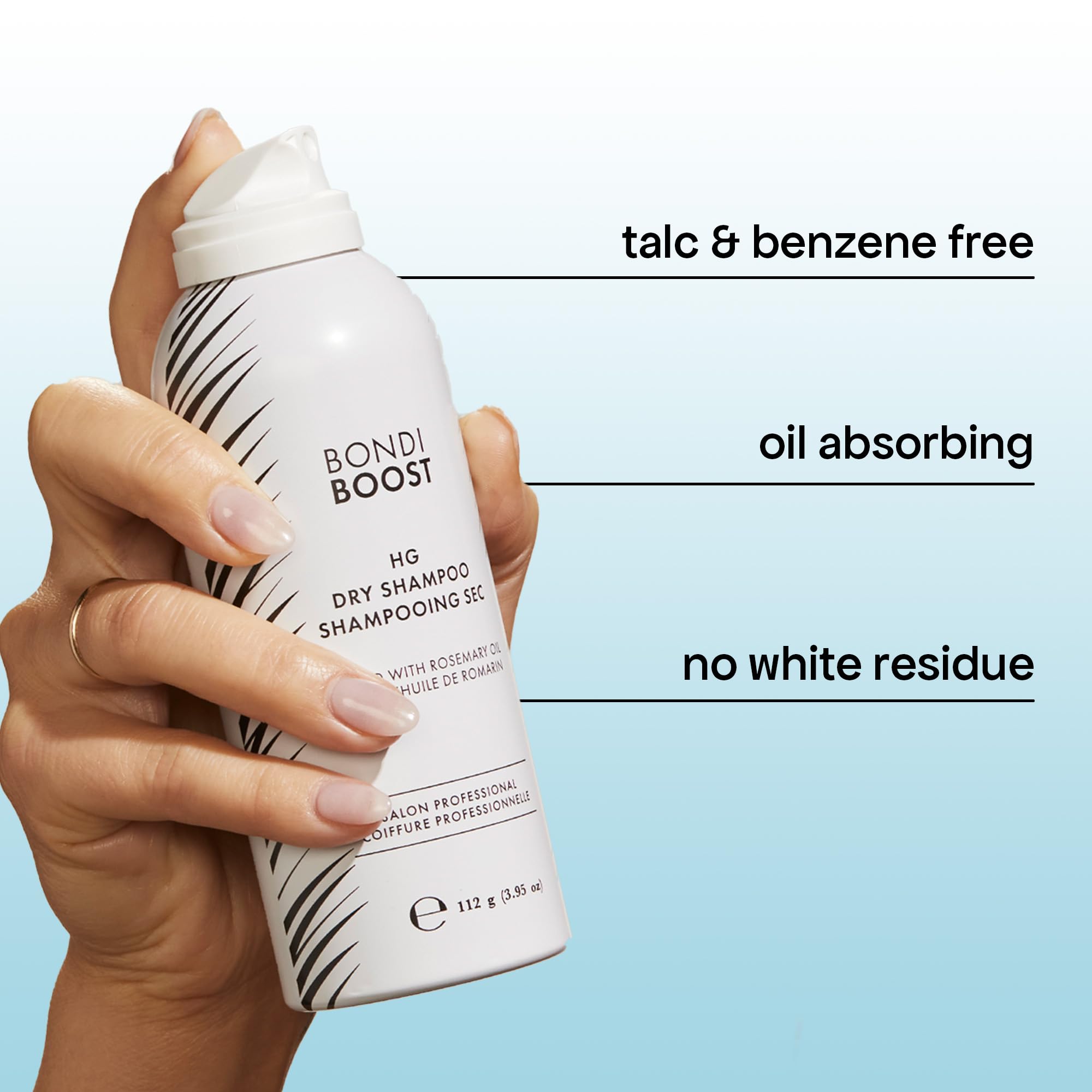 BondiBoost HG Dry Shampoo nozzle dispensing a fine mist.