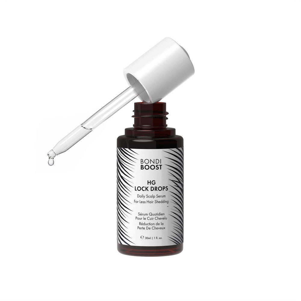 BondiBoost HG Lock Drops bottle ready for daily scalp treatment, lightweight and non-greasy.
