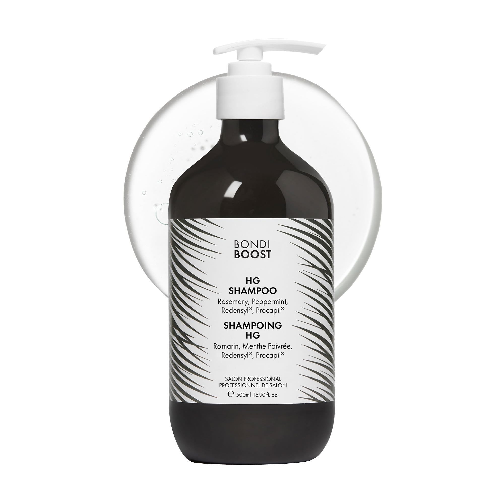 BondiBoost HG shampoo bottle highlighting daily hair care for healthier roots and fuller-looking strands