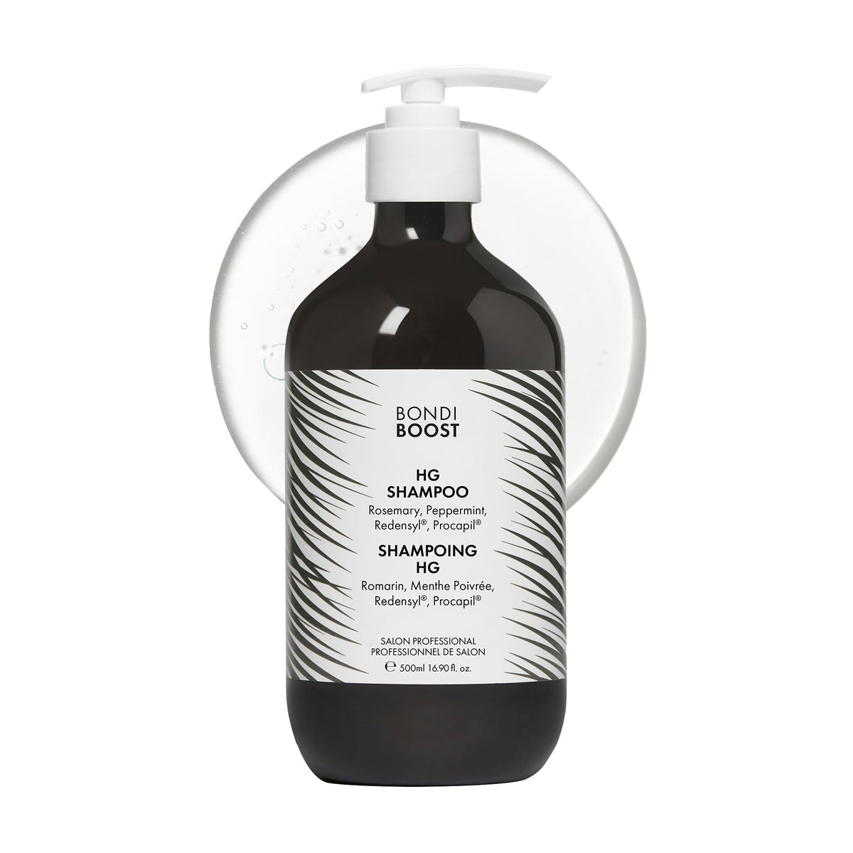 BondiBoost HG shampoo bottle highlighting daily hair care for healthier roots and fuller-looking strands