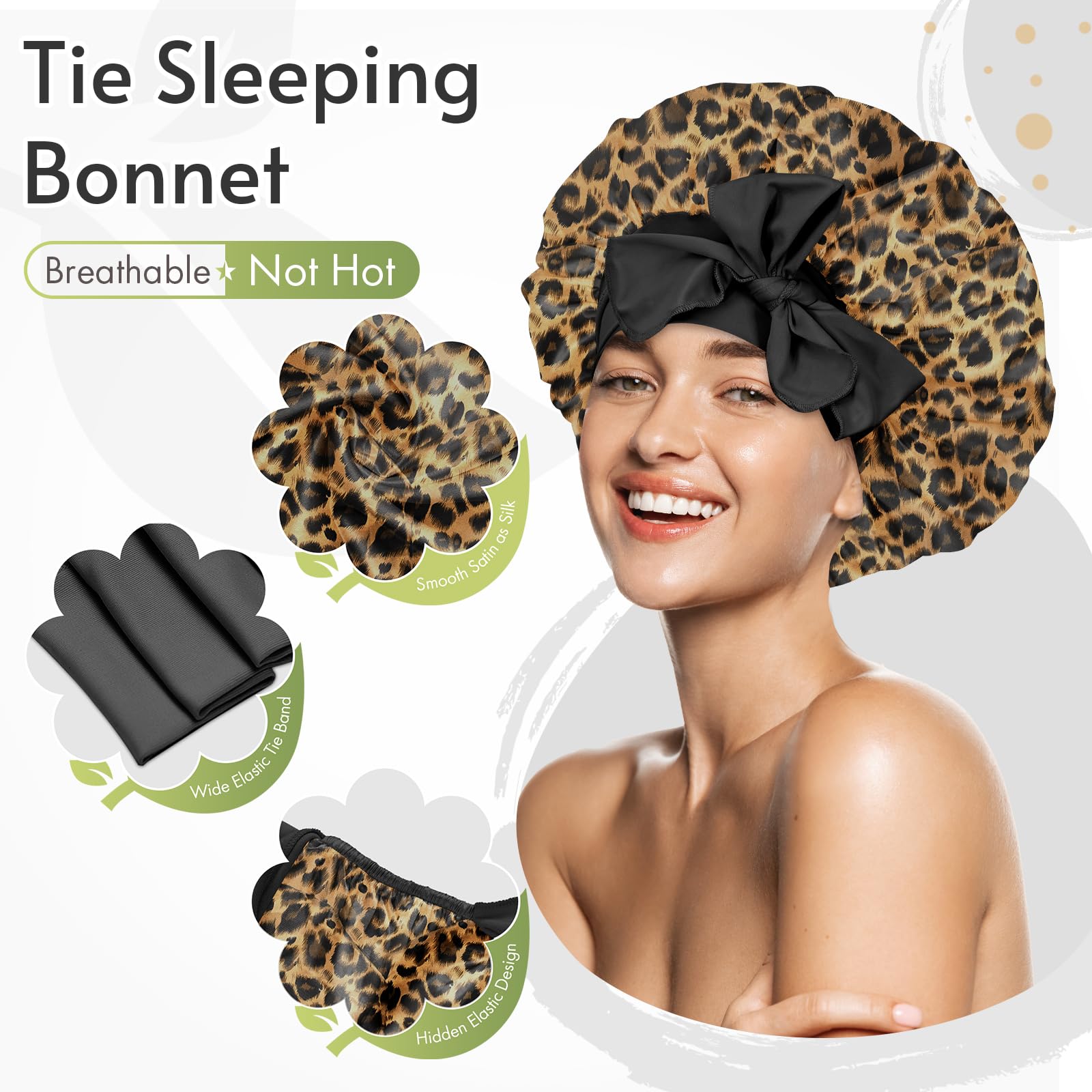 BONNET QUEEN banda ancha de satén cuida el cabello al dormir