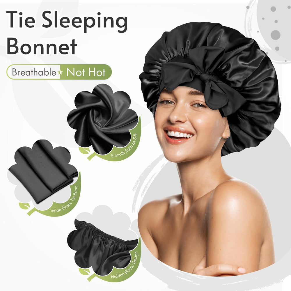 BONNET QUEEN adjustable tie band secures bonnet without pressure.