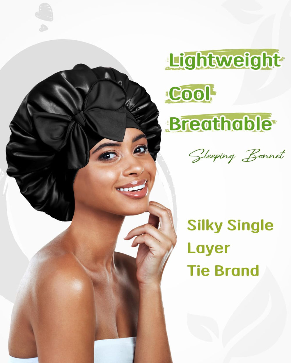 BONNET QUEEN anti-frizz sleep cap keeps curls tidy overnight.
