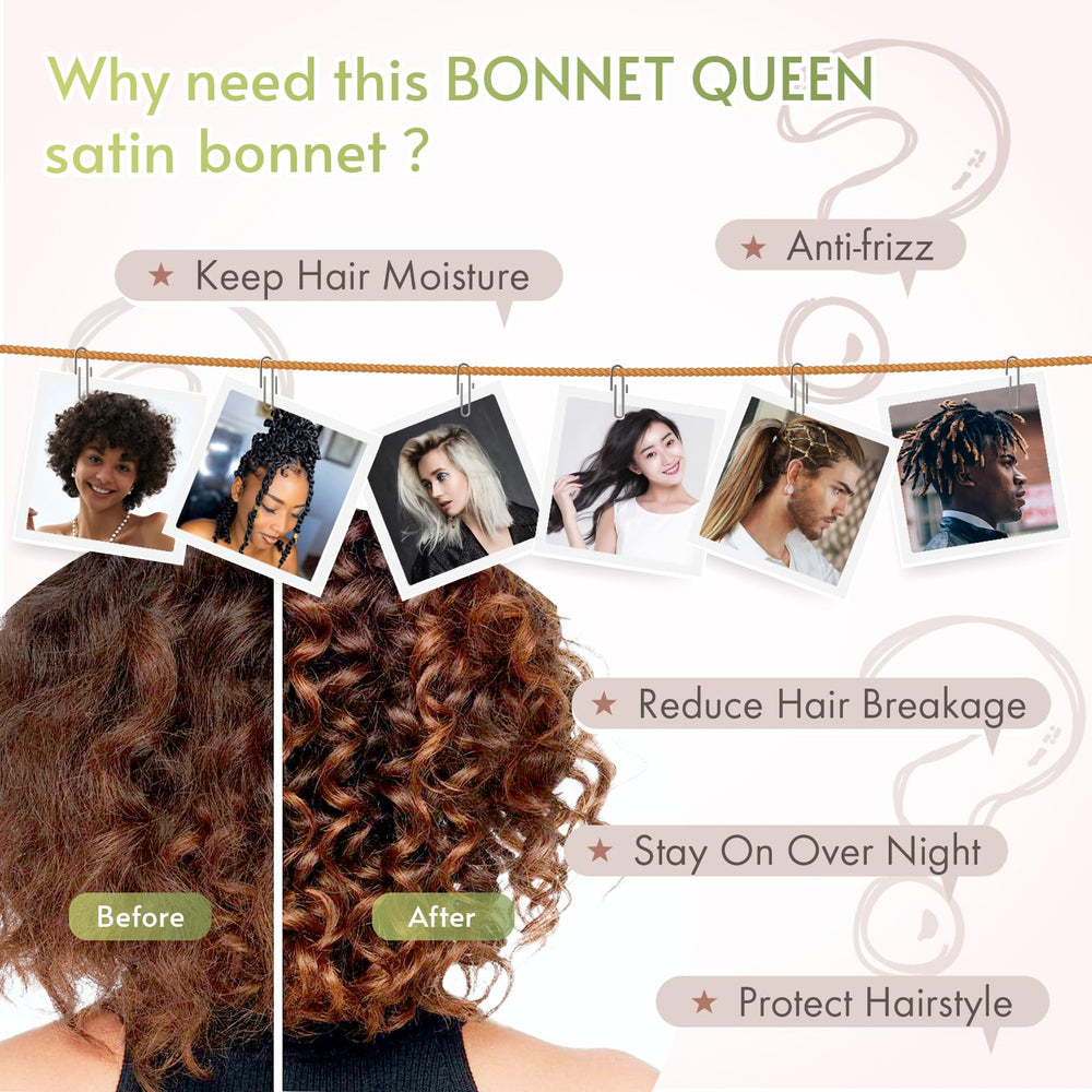 BONNET QUEEN: bonete seda con cinta ajustable amplia para estilo cómodo.