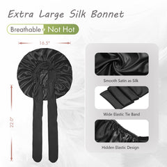 BONNET QUEEN no-slip adjustable band ensures secure sleep fit.