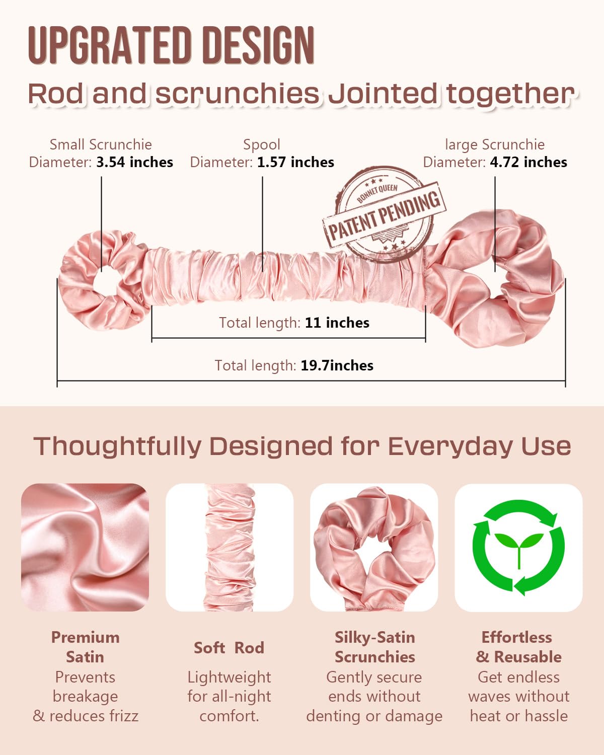 BONNET QUEEN pillow-friendly design supports comfortable sleep while curling hair.