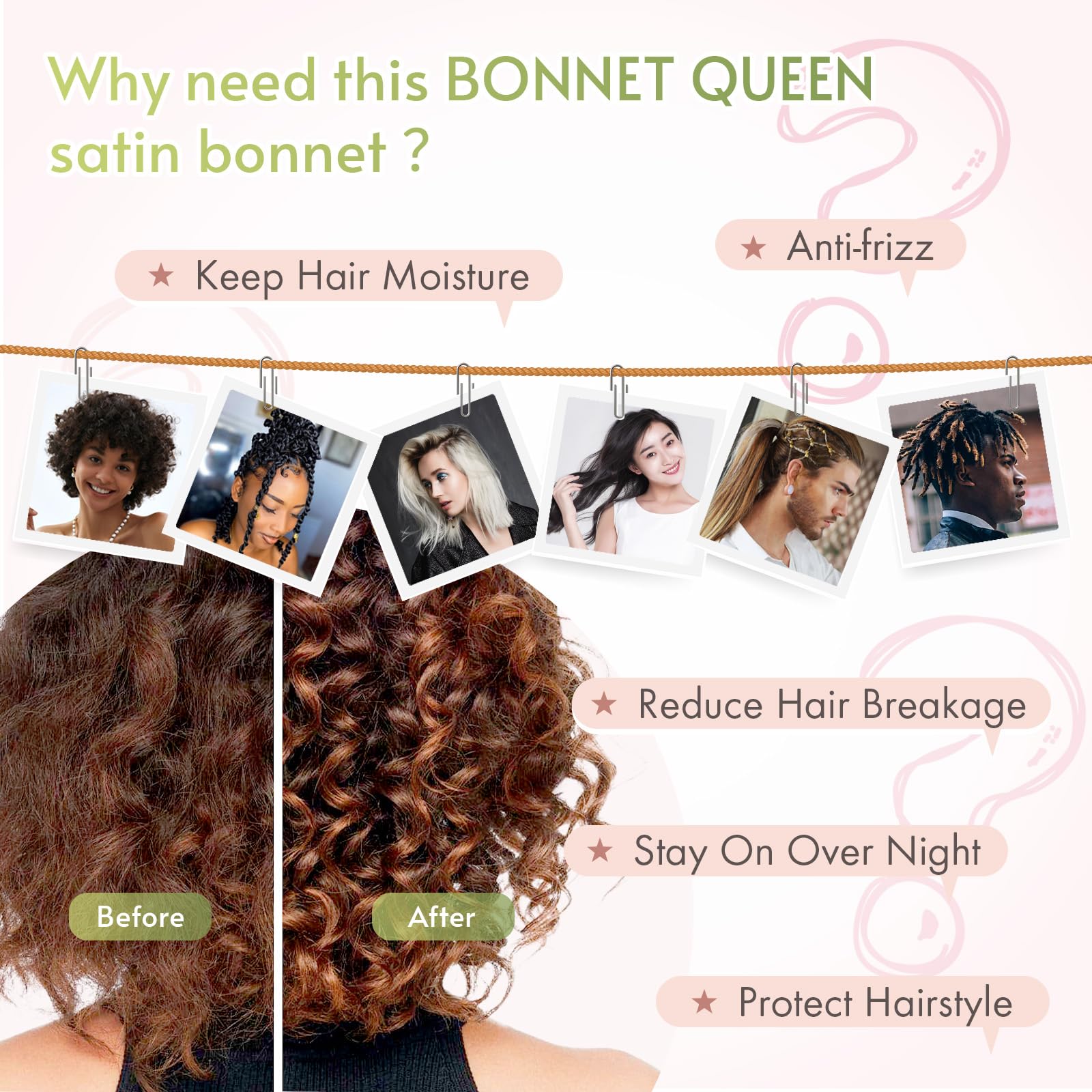 BONNET QUEEN satén suave para dormir cómodo y sin fricción
