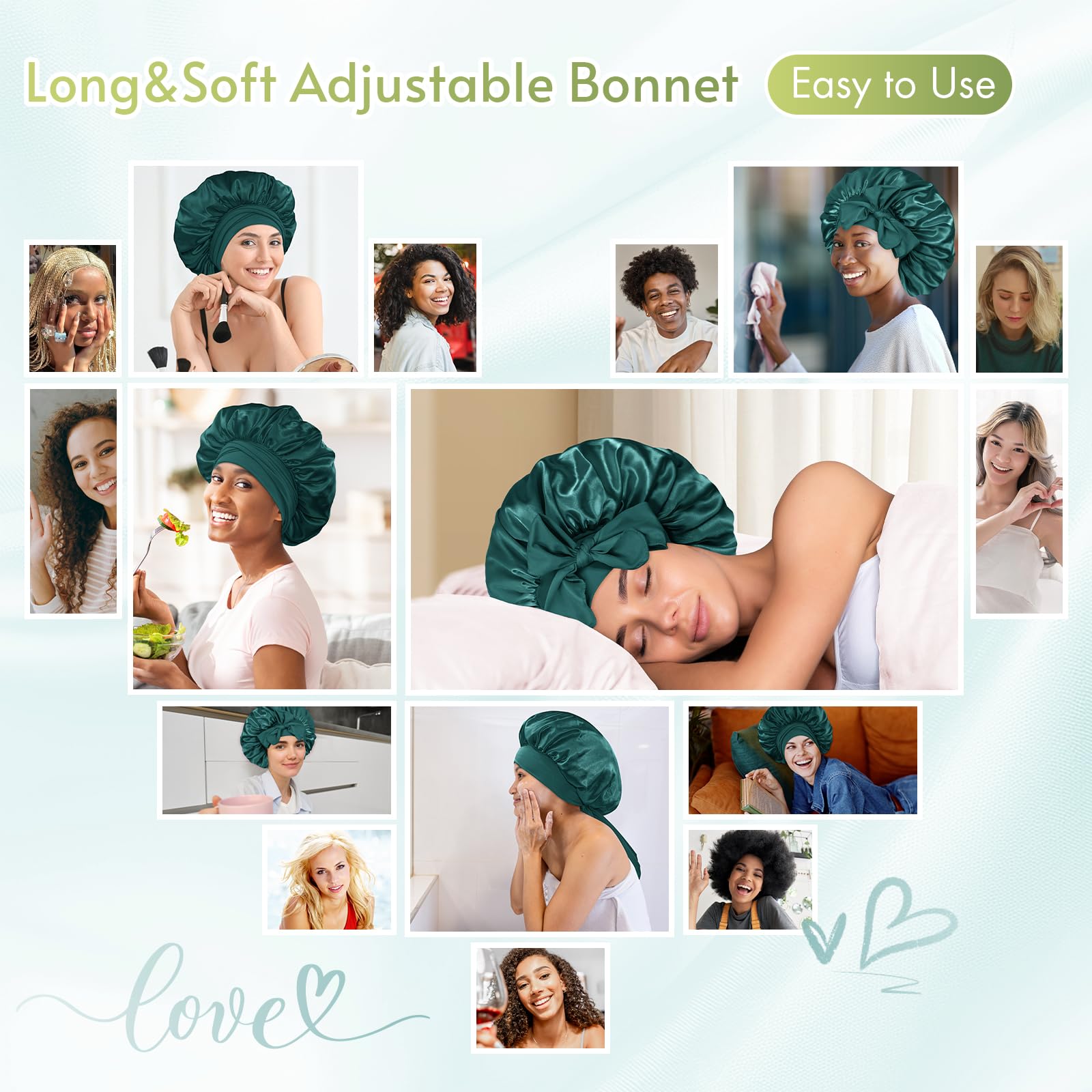 Gorro de seda transpirable BONNET QUEEN para cabello rizado.