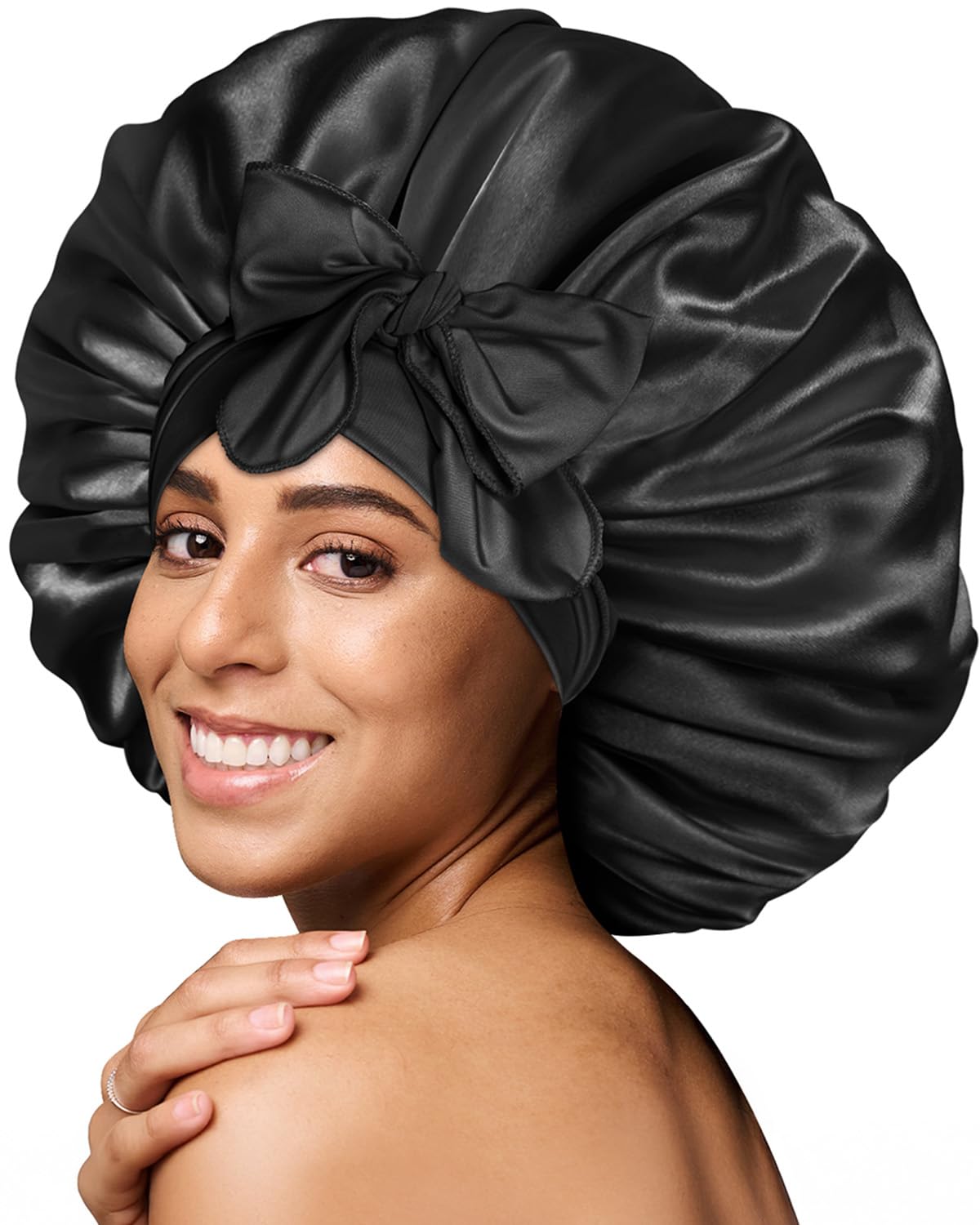 BONNET QUEEN silk bonnet sleep cap for thick hair with breathable design.