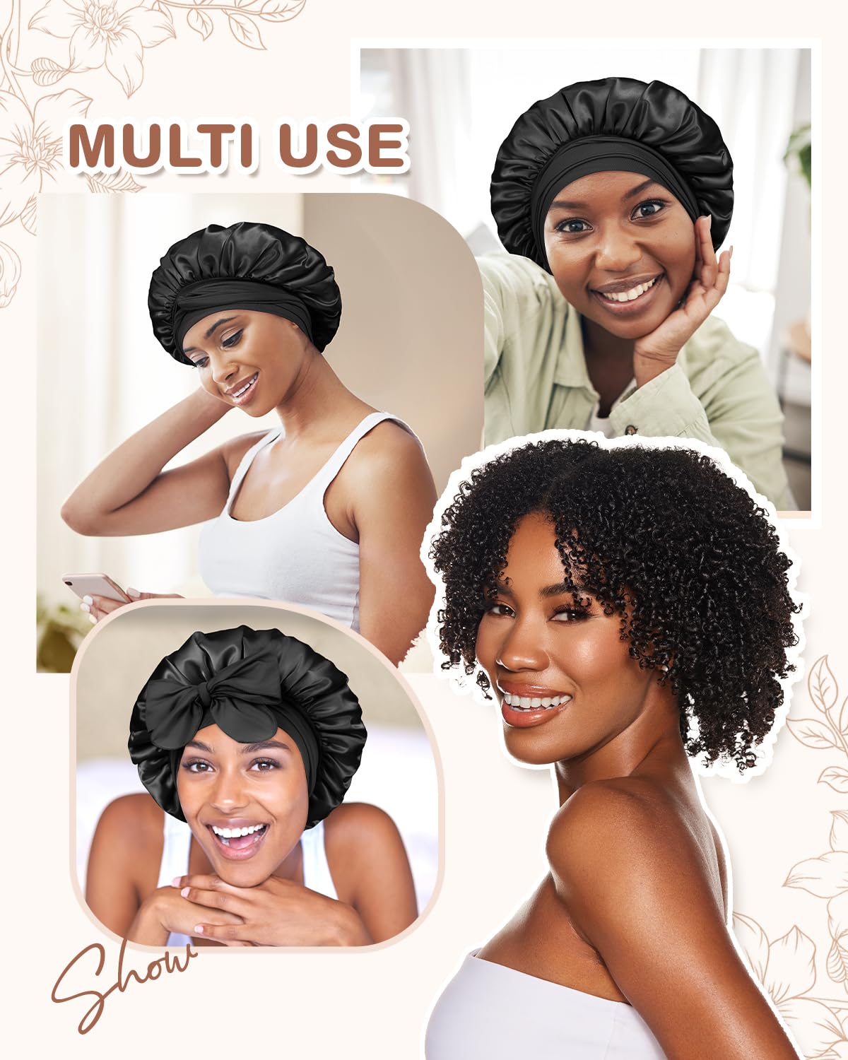 Bonnet Queen usos múltiples para dormir, casa, maquillaje y ejercicio.