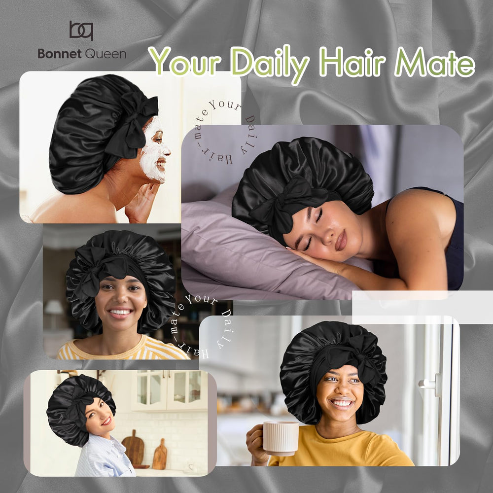 BONNET QUEEN XXL jumbo satin bonnet for long curls and braids.