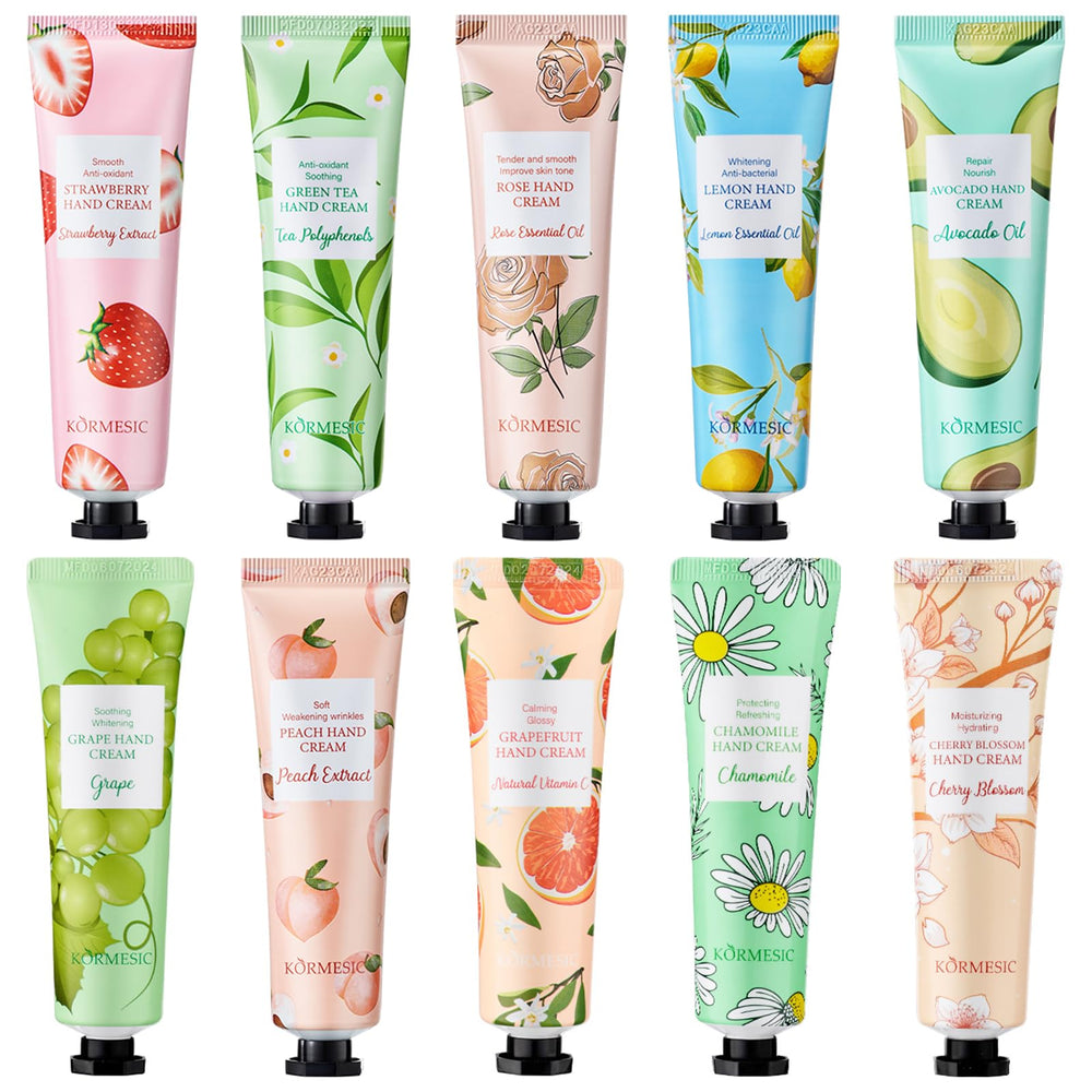 BONNIE CHOICE crema de manos set de 10 unidades fragancias de frutas, ideal para viajar