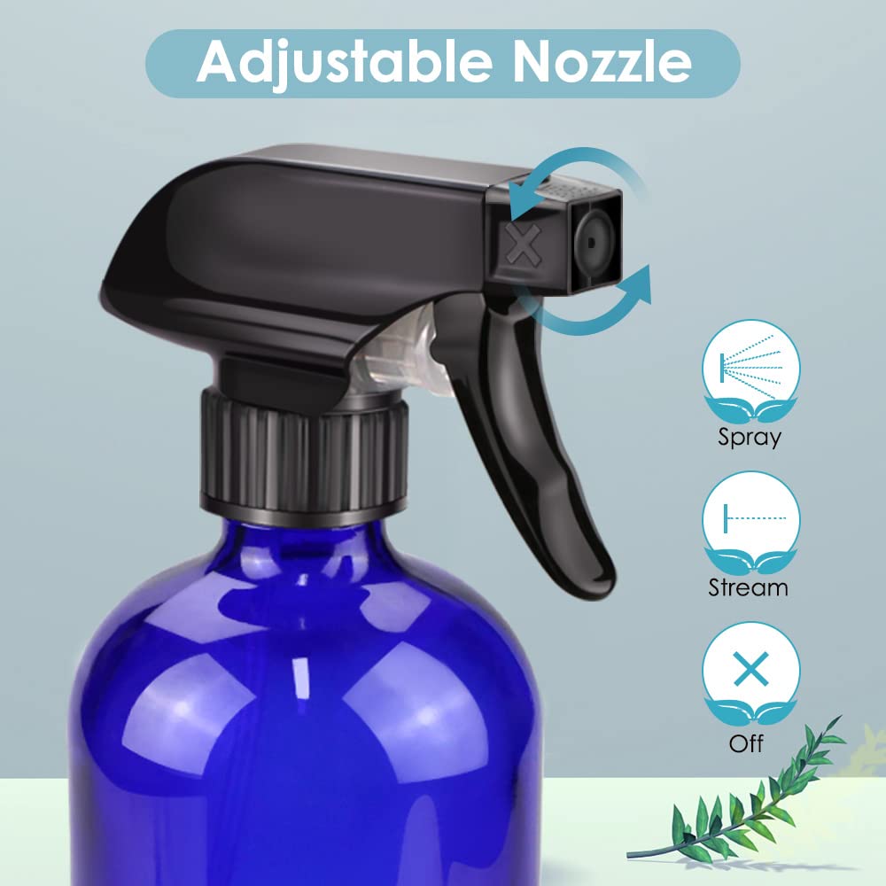 Bontip glass spray bottle 16oz blue with nozzle kit for versatile uses.