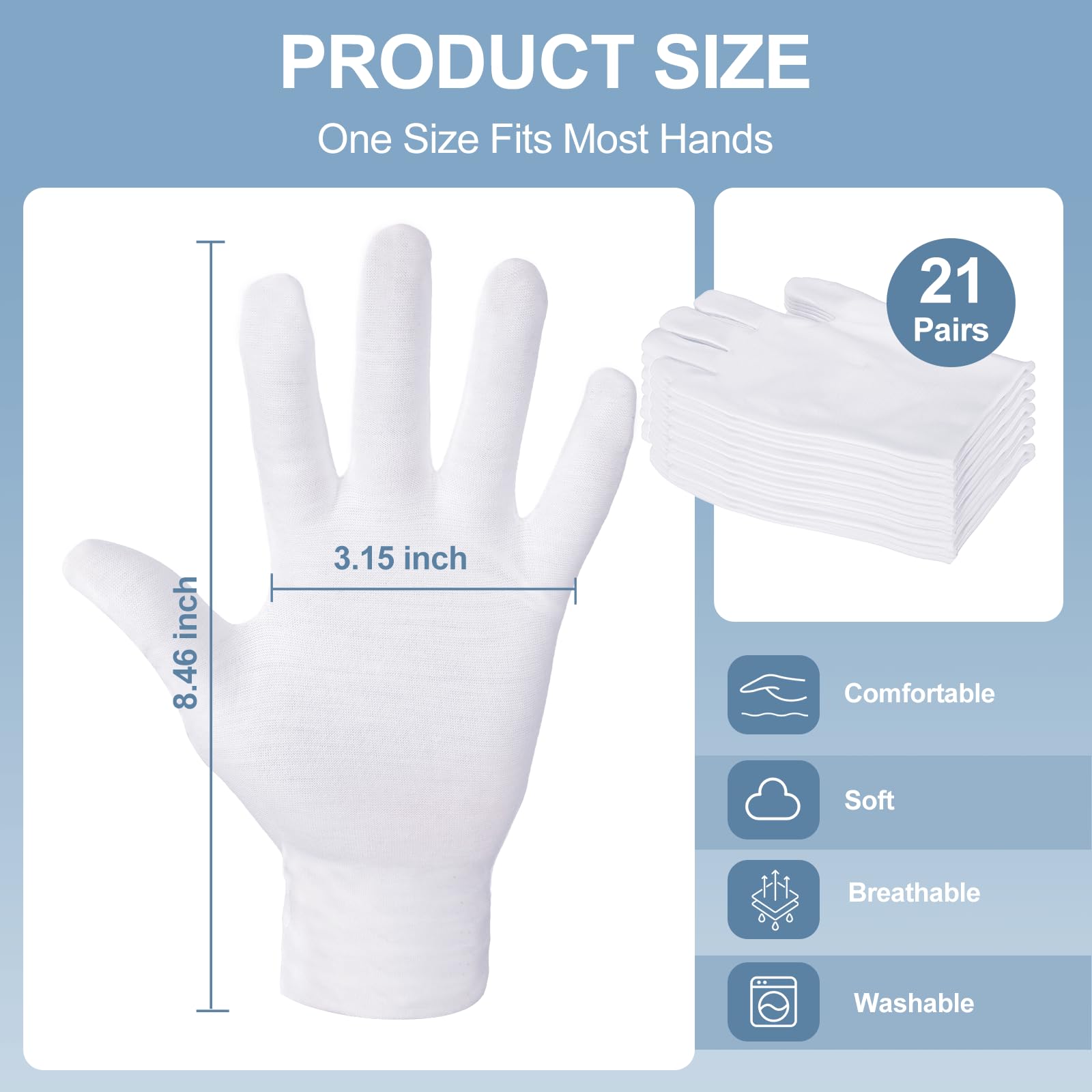 Guantes BONXAXK de algodón blancos, ajuste elástico para todas las manos