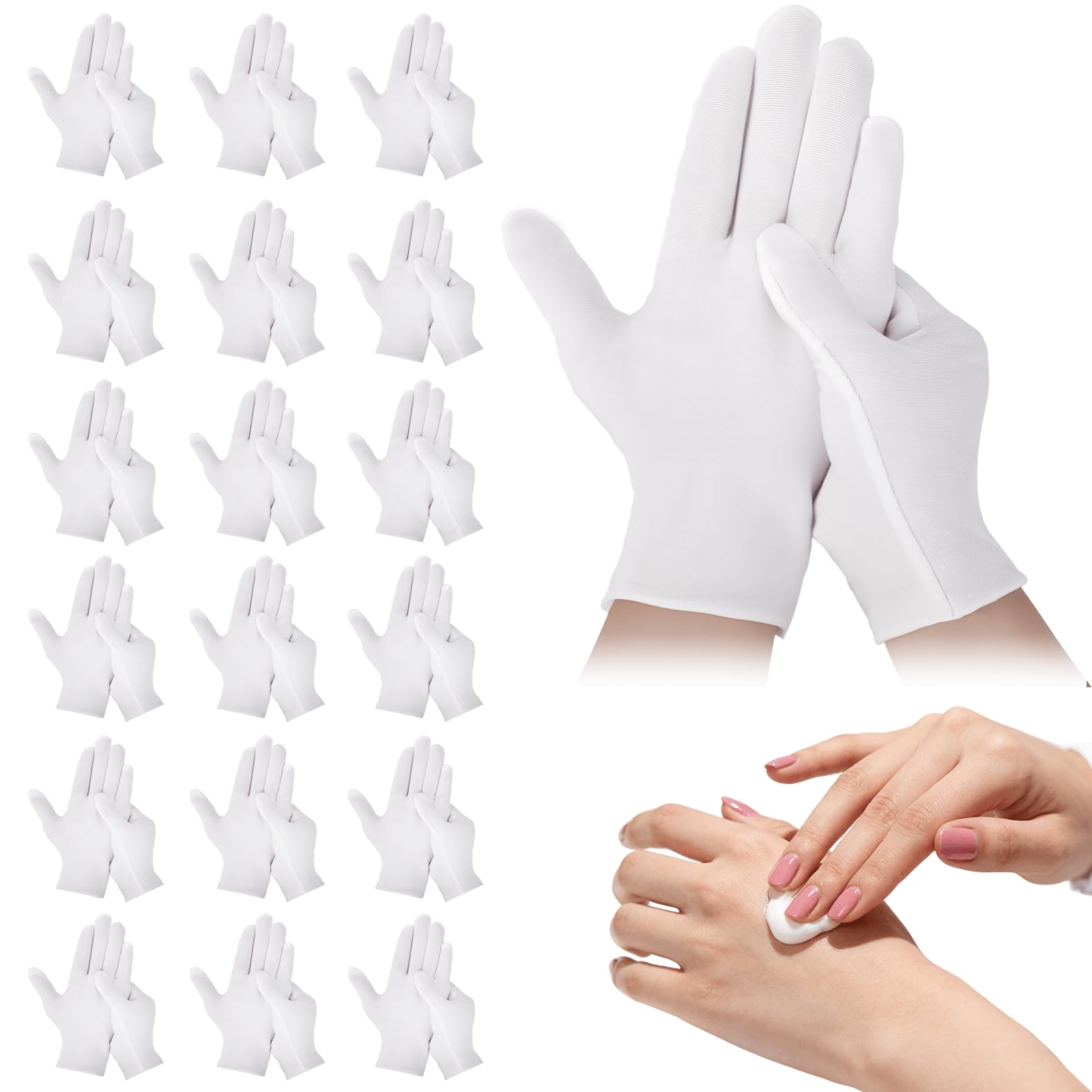 Guantes BONXAXK de algodón blancos, detalle de tejido suave para confort nocturno