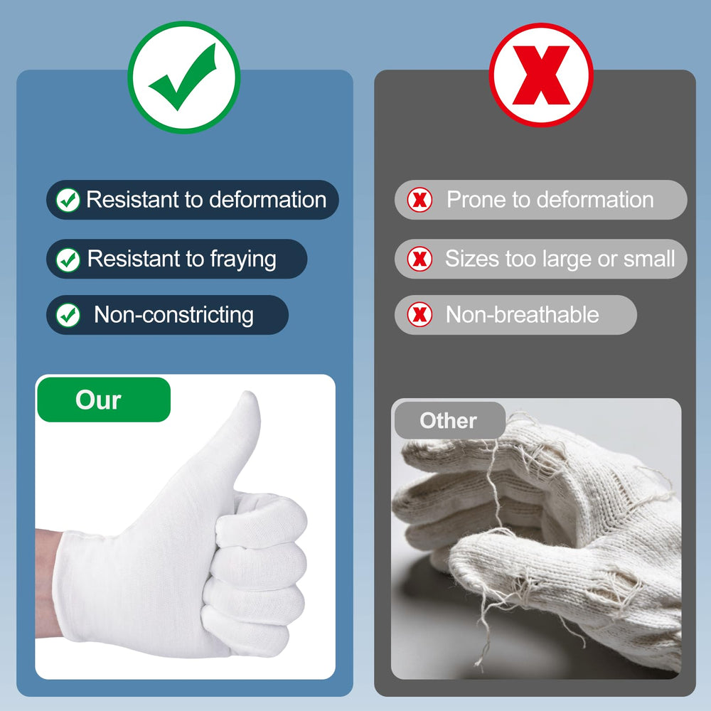 Guantes BONXAXK de algodón blancos, interior suave para evitar irritaciones