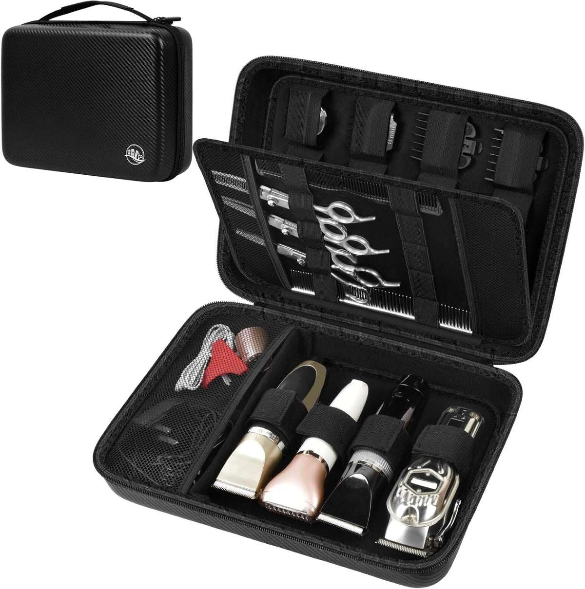 Boobowl travel case clipper compartment maintains organization for clippers on the go