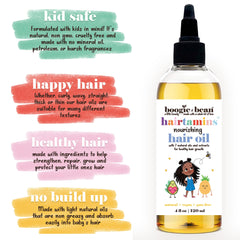 Boogie and Bean Aceite Pelo Bebé: frasco en primer plano para hidratación ligera.