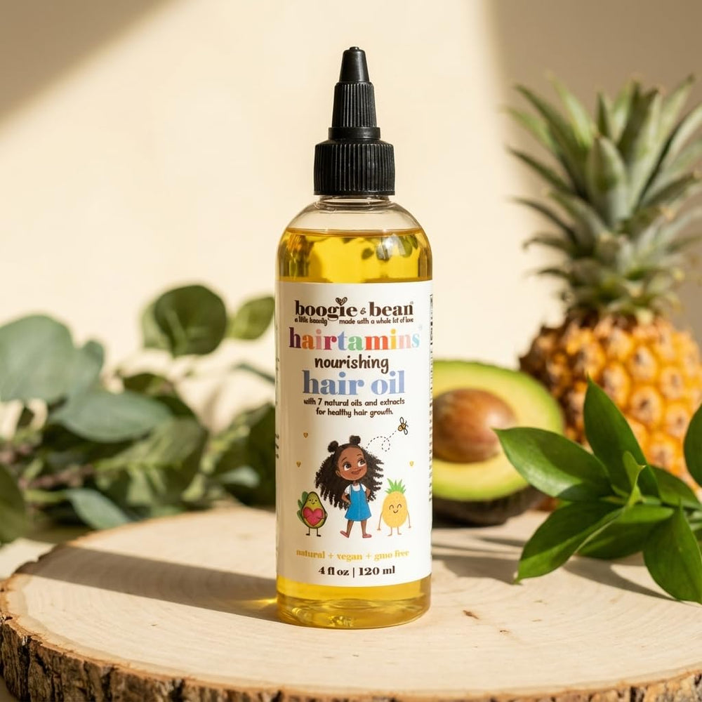 Boogie and Bean Aceite Pelo Niños: aplicación diaria para rizos definidos.