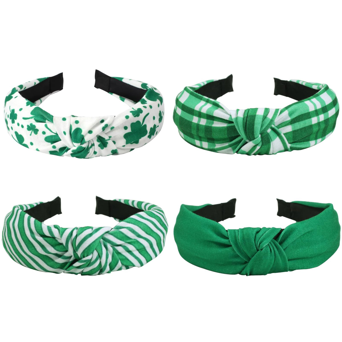 Bookay diadema Día de San Patricio verde rayado con trébol, cómodo todo el día.
