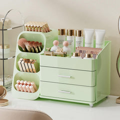 Booklov makeup organizer with drawers for a sleek vanity display, organized cosmetics ready to use.