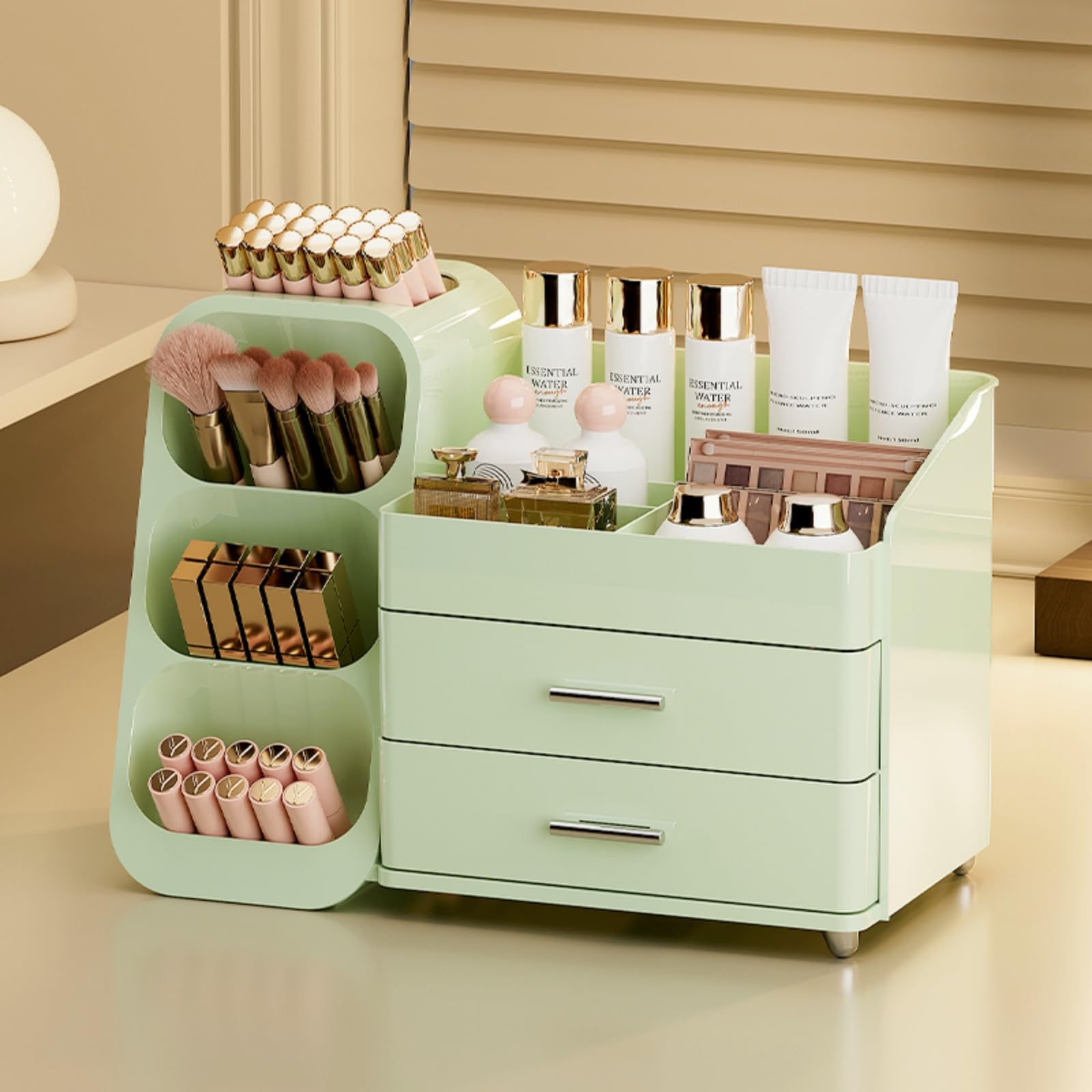 Booklov makeup organizer featuring waterproof material for easy cleaning and upkeep.