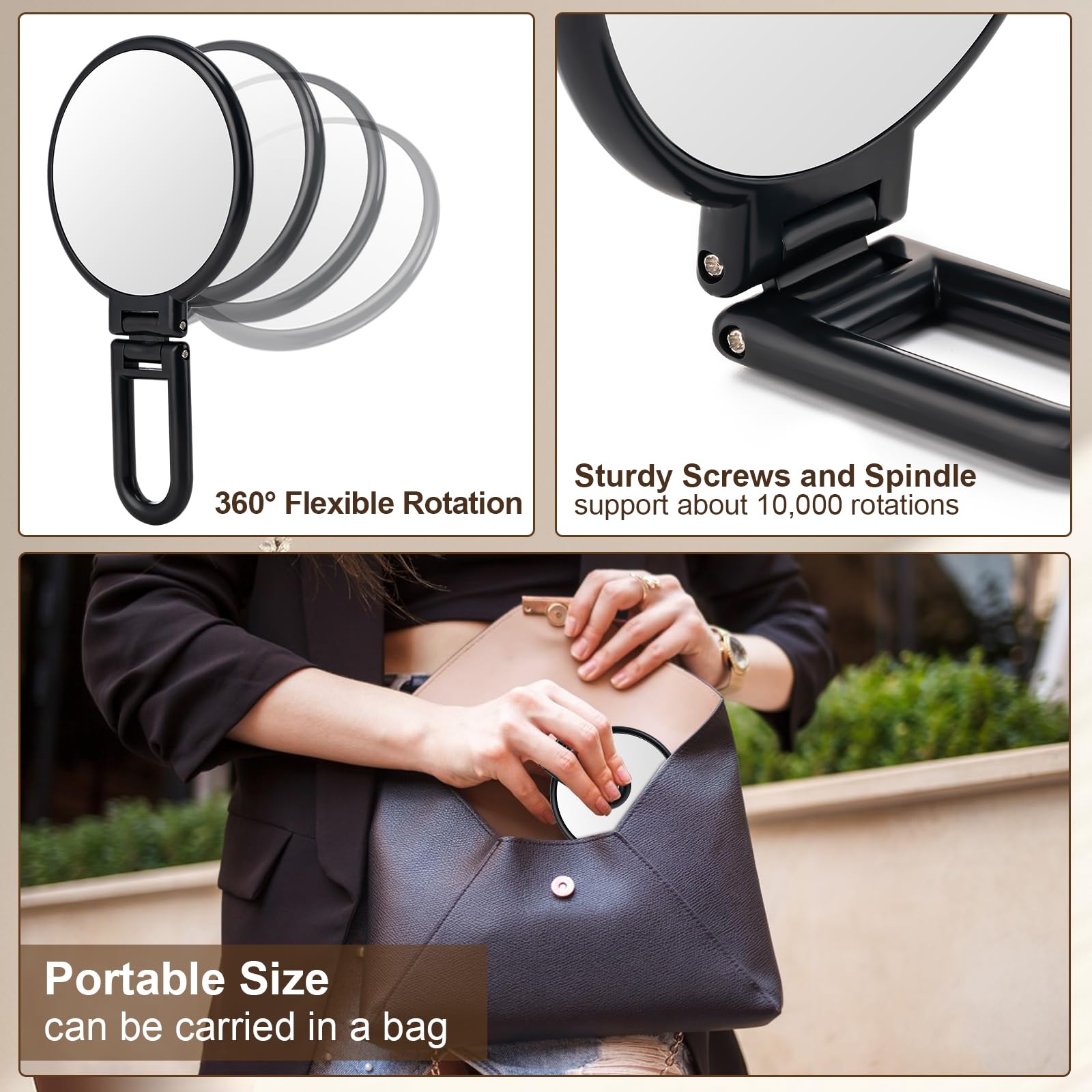 Boomiboo 360° rotation stand enables handheld, hanging, or desk setup.
