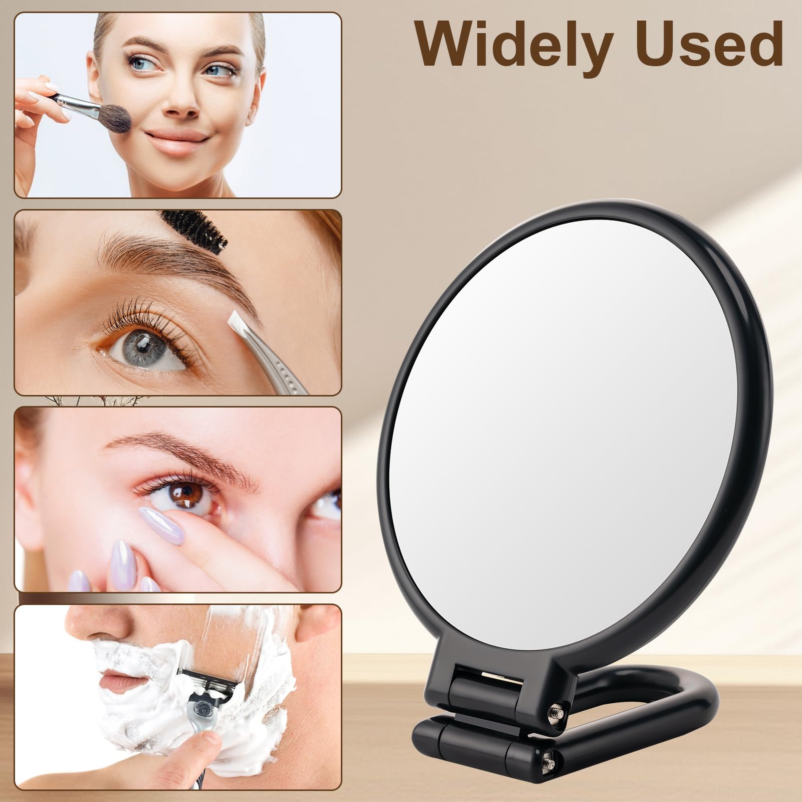 Boomiboo foldable travel mirror with adjustable handle for versatile use.