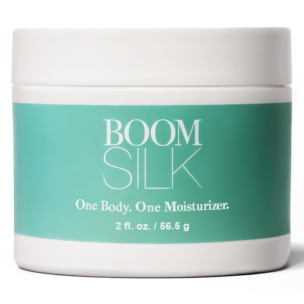 Boomsilk face moisturizer cream jar provides deep hydration for aging skin.