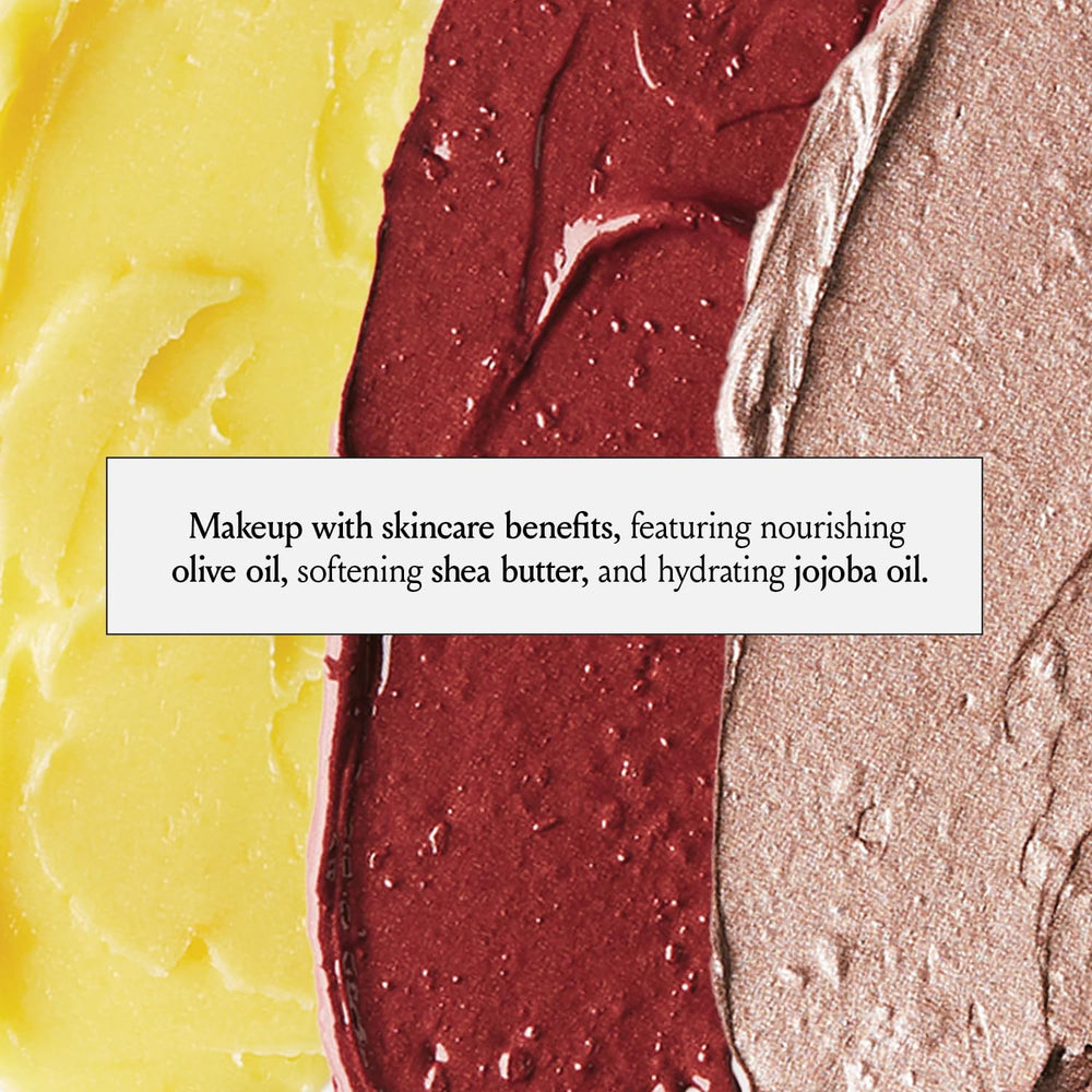 Boomstick Berry Blush on cheeks creates buildable color for everyday wear.
