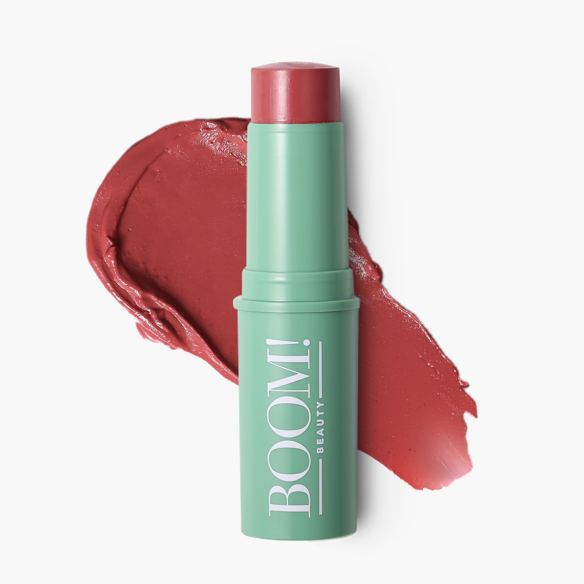 Boomstick Rose Nude packaging close-up, portable design for on-the-go touch-ups.