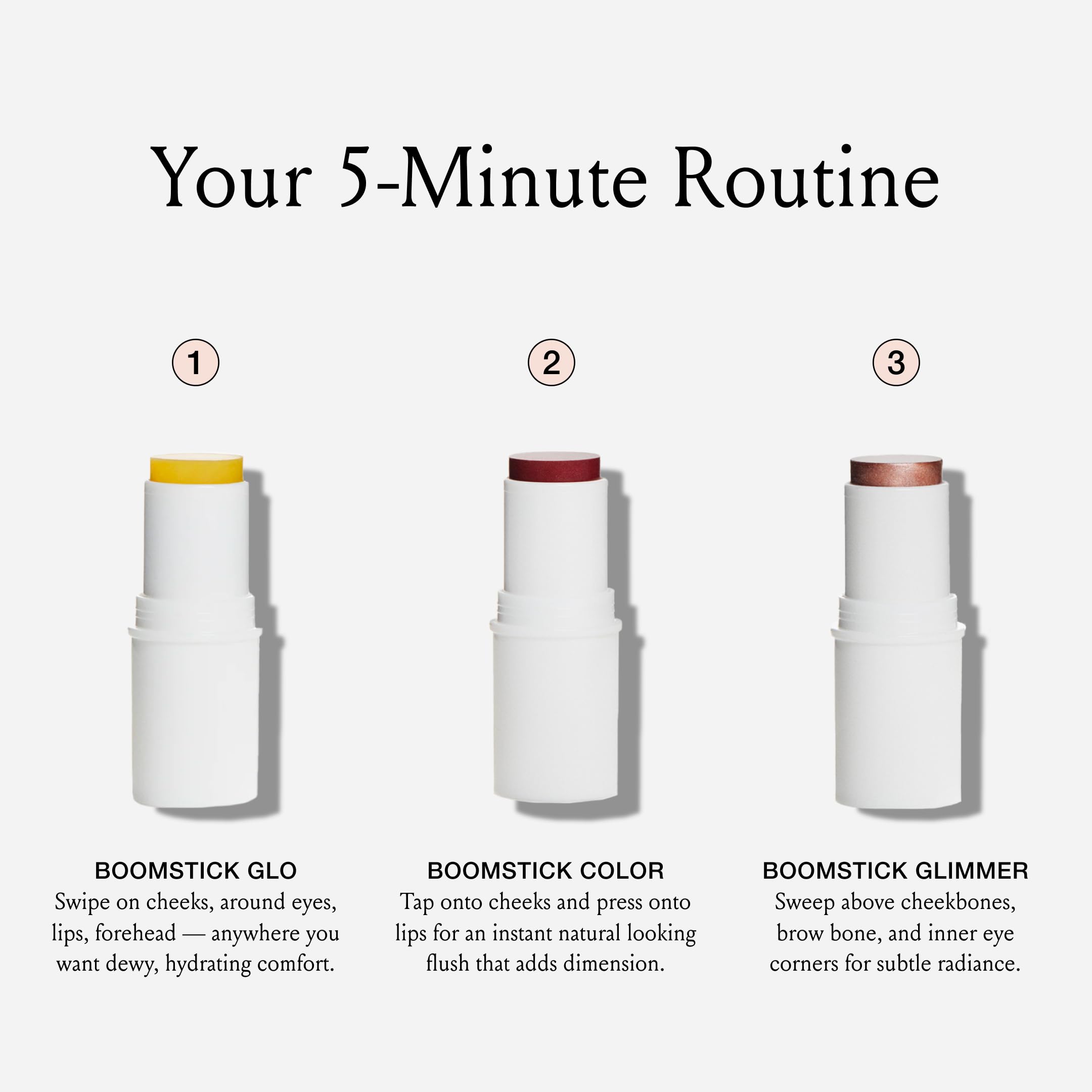 Boomstick Trio Color 3-Pack Glimmer Highlighter adds subtle radiance to high points.